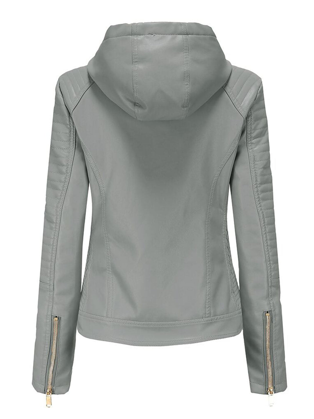 Women’s Hooded Zip Front Jacket with Quilted Shoulder Panels