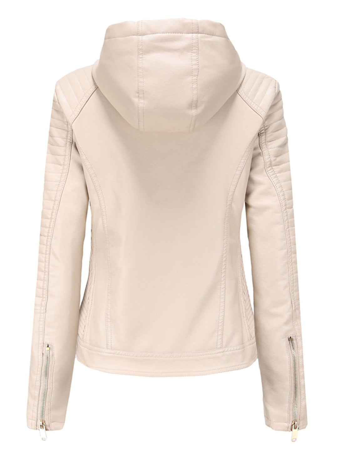 Women’s Hooded Zip Front Jacket with Quilted Shoulder Panels