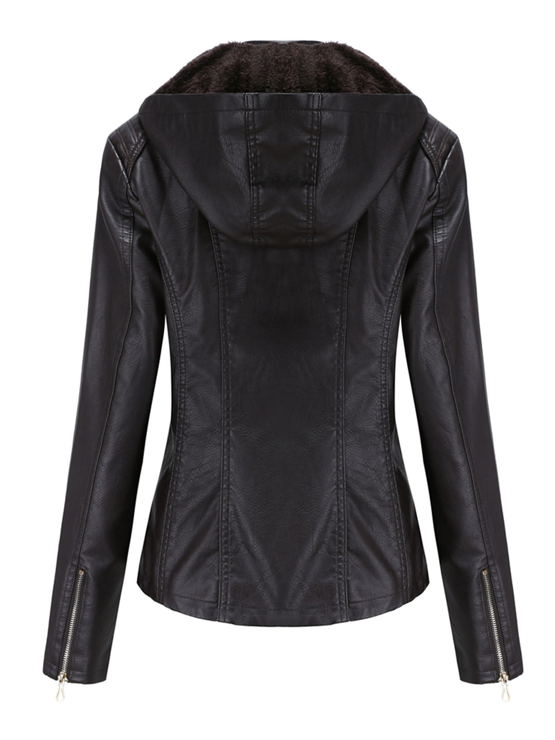 Hooded Zip Front Jacket with Textured Panel Accents