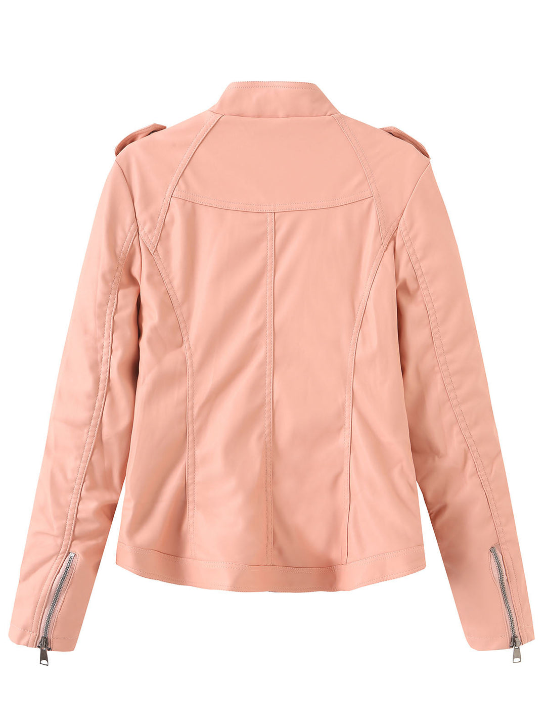 Stand Collar Zip Jacket with Quilted Panel Detailing