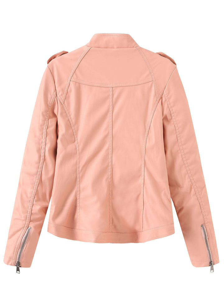 Stand Collar Zip Jacket with Quilted Panel Detailing