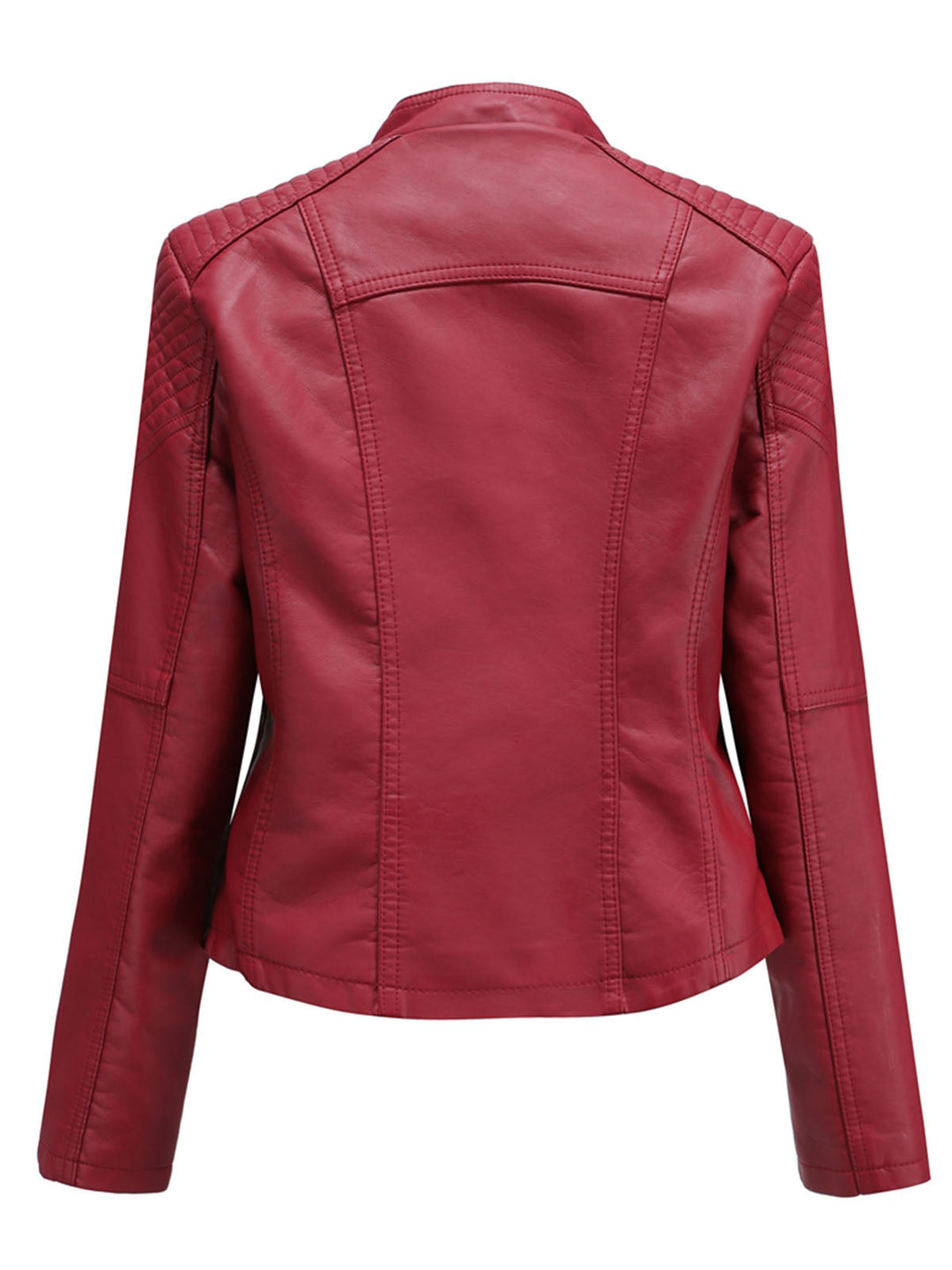 Asymmetrical Zip Moto Jacket with Lace-Up Shoulder Detail