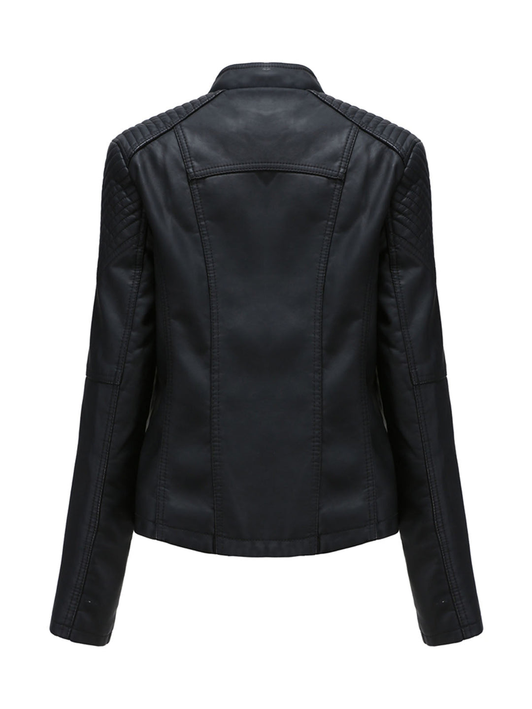 Asymmetrical Zip Moto Jacket with Lace-Up Shoulder Detail