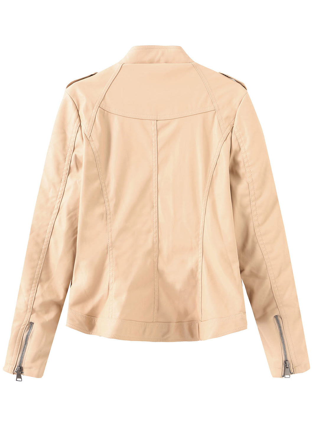 Stand Collar Zip Jacket with Quilted Panel Detailing