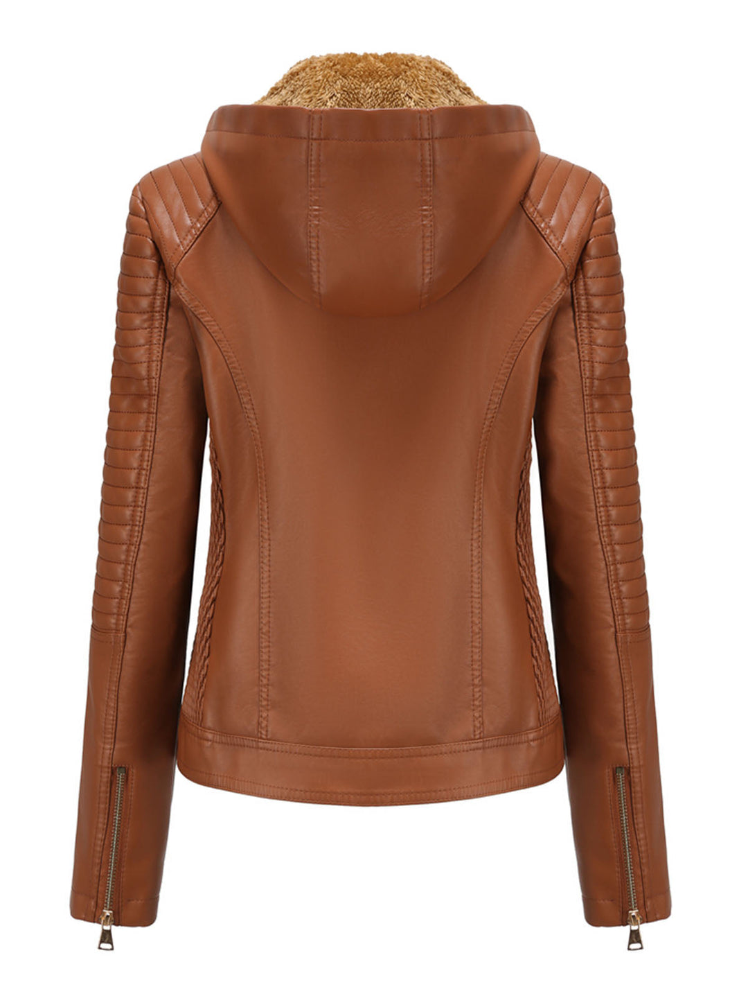 Women’s Hooded Zip Front Jacket with Quilted Shoulder Panels