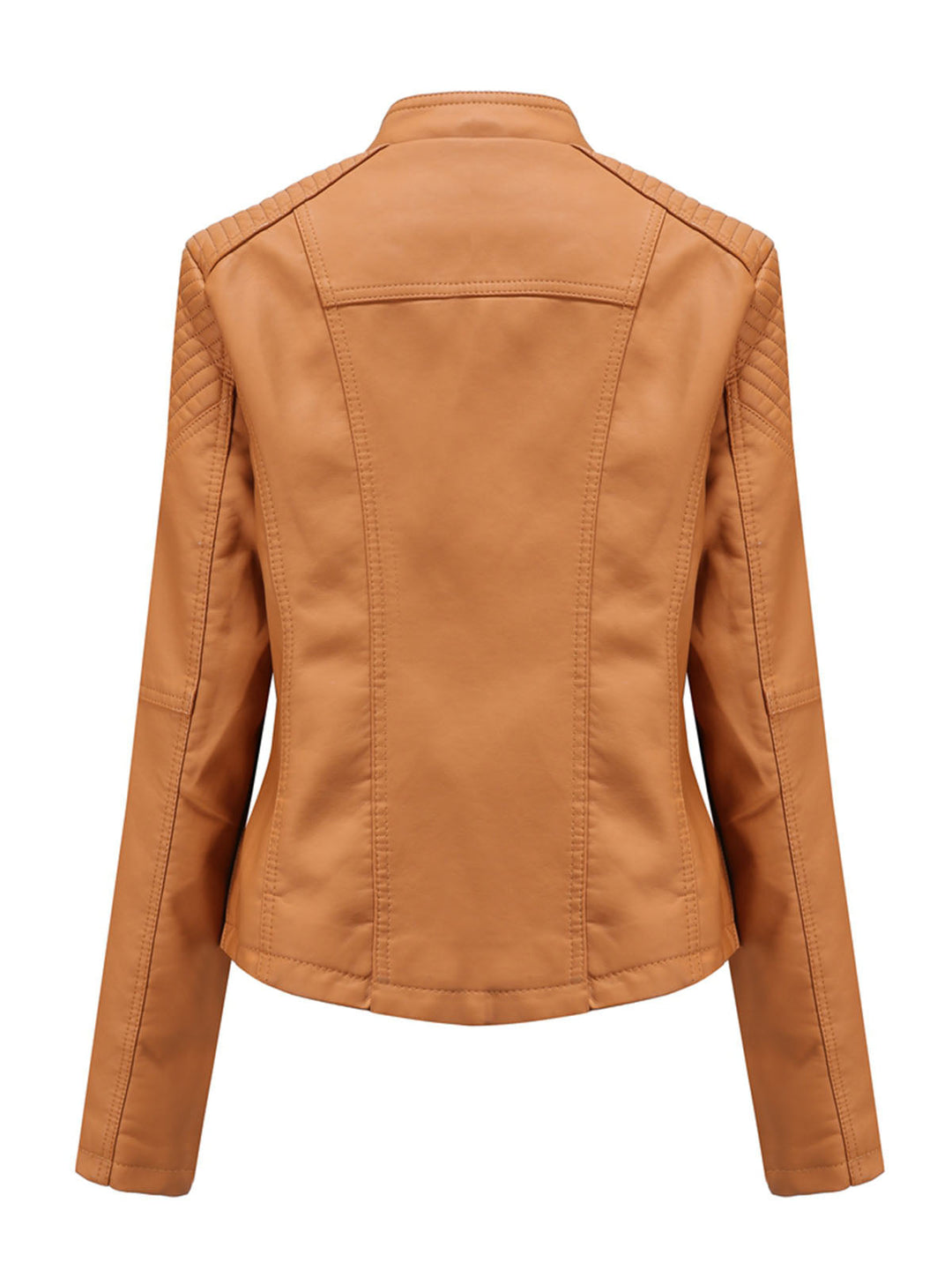 Asymmetrical Zip Moto Jacket with Lace-Up Shoulder Detail