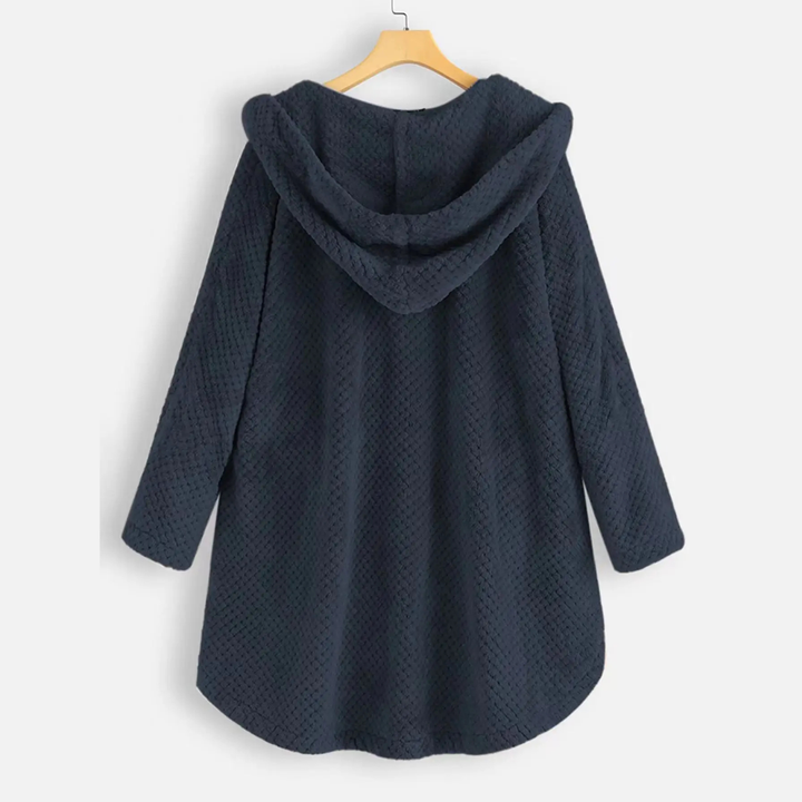 Women’s Textured Hooded Cardigan Jacket with Button Front