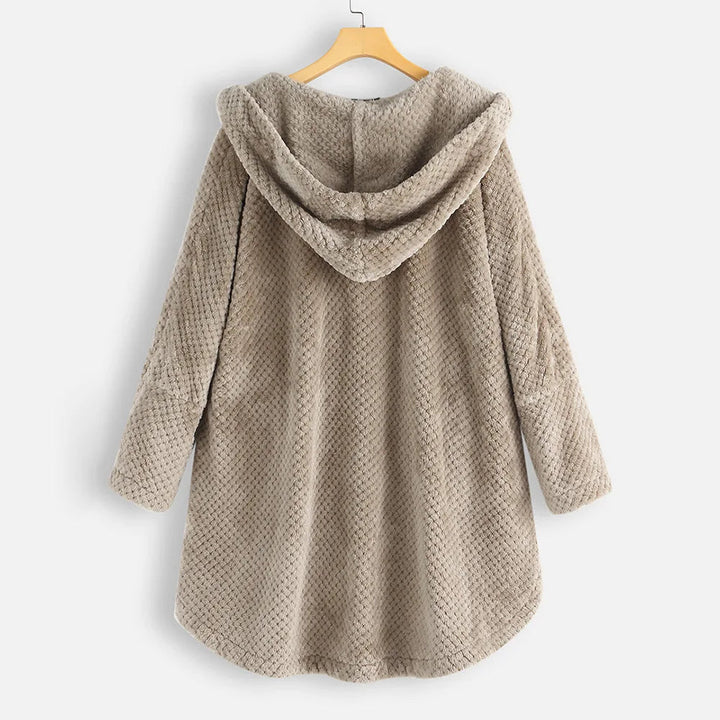 Women’s Textured Hooded Cardigan Jacket with Button Front
