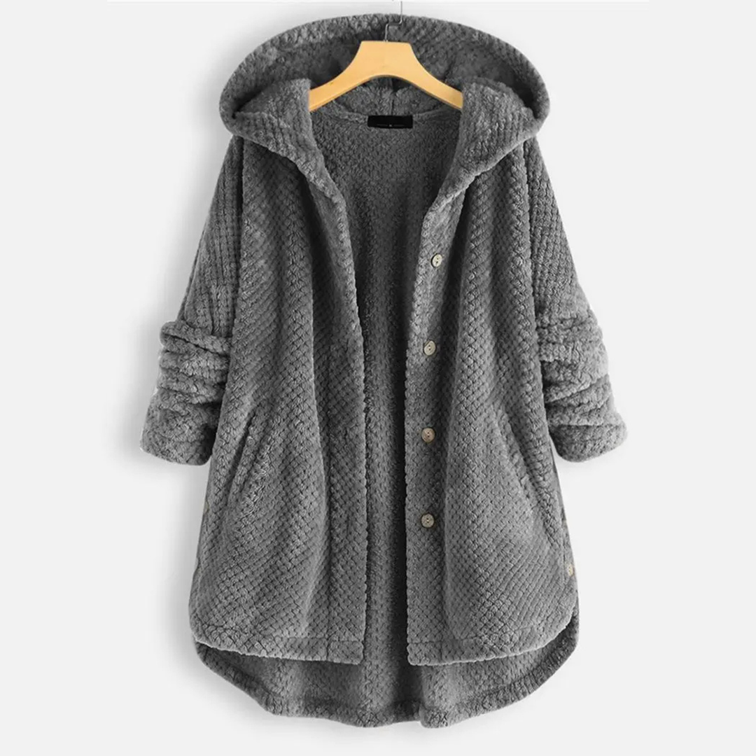 Women’s Textured Hooded Cardigan Jacket with Button Front