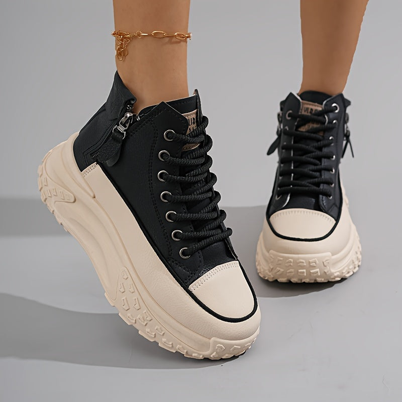 Women’s High-Top Platform Sneakers with Lace-Up Design