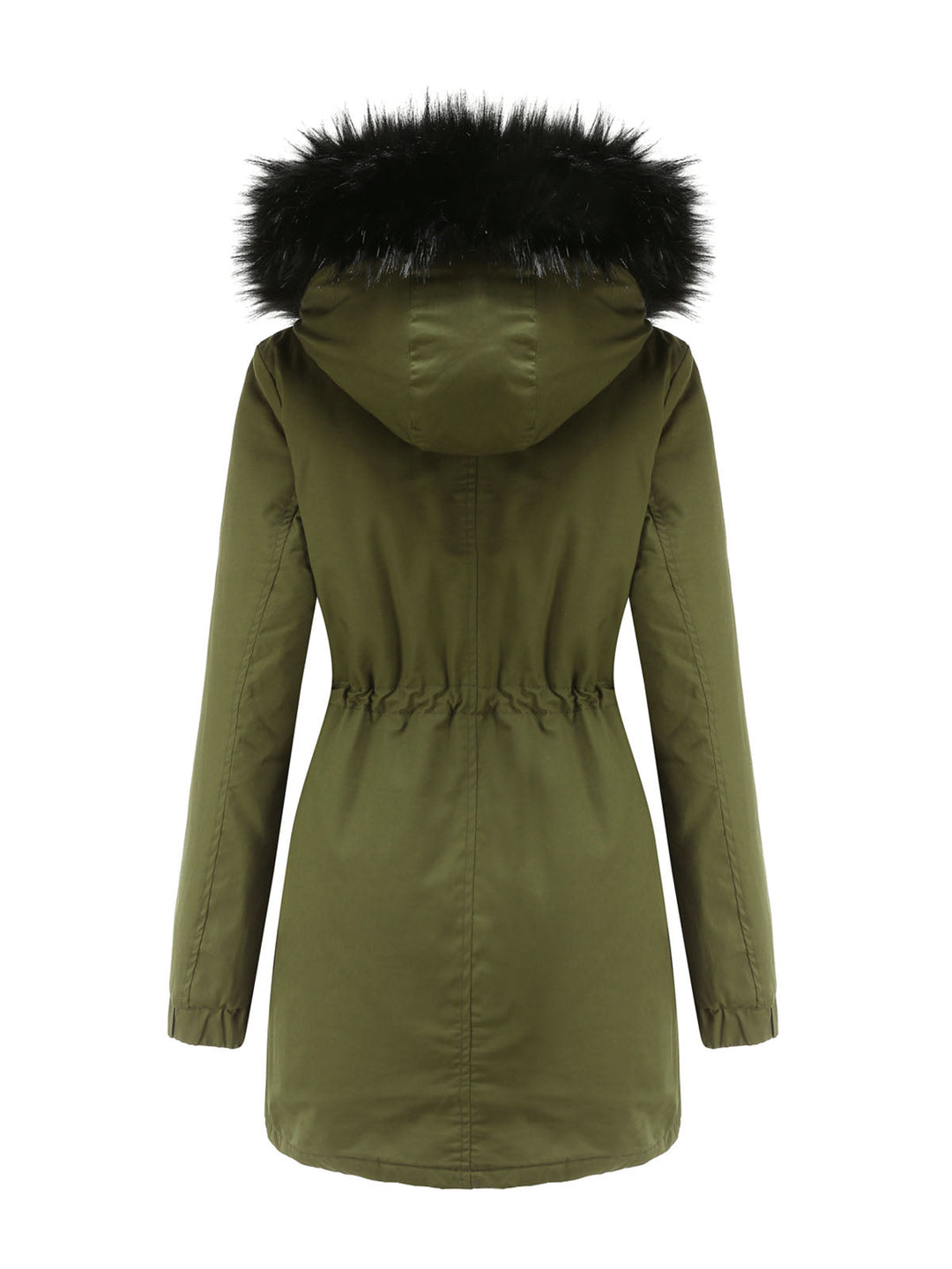 Women’s Hooded Parka Jacket with Faux Fur Trim and Front Closure