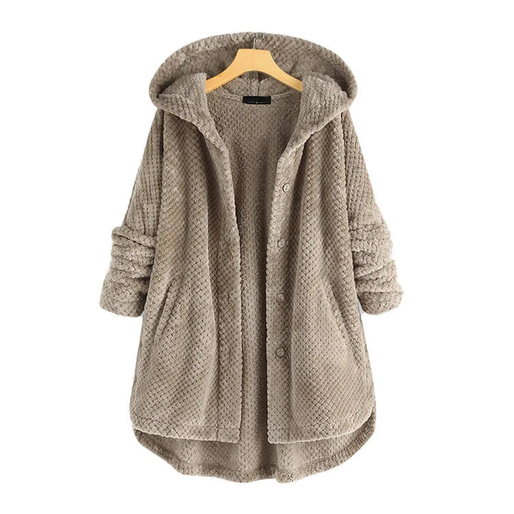 Women’s Textured Hooded Cardigan Jacket with Button Front