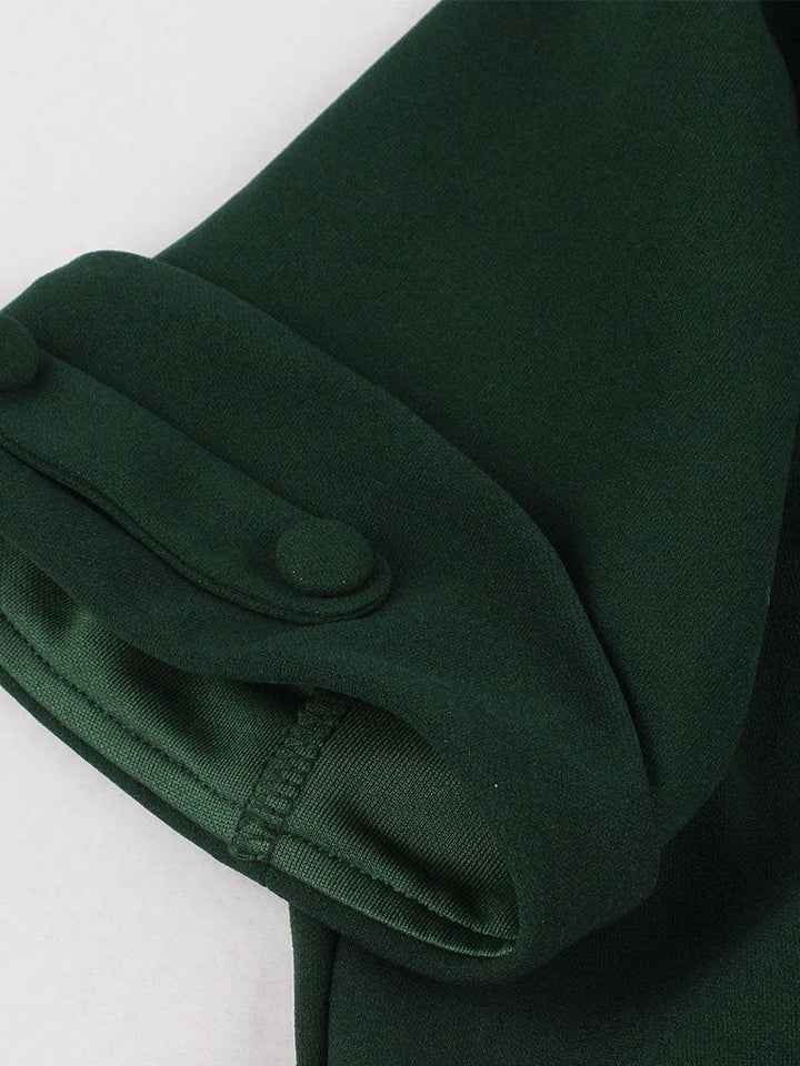 Women’s V-Neck Draped Bodice Dress with Flared Skirt