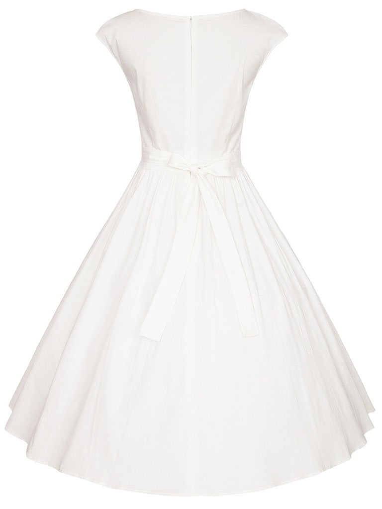 Women’s Elegant Flared Midi Dress with Boat Neck Design