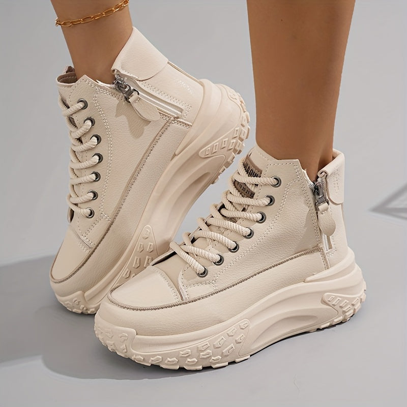 Women’s High-Top Platform Sneakers with Lace-Up Design