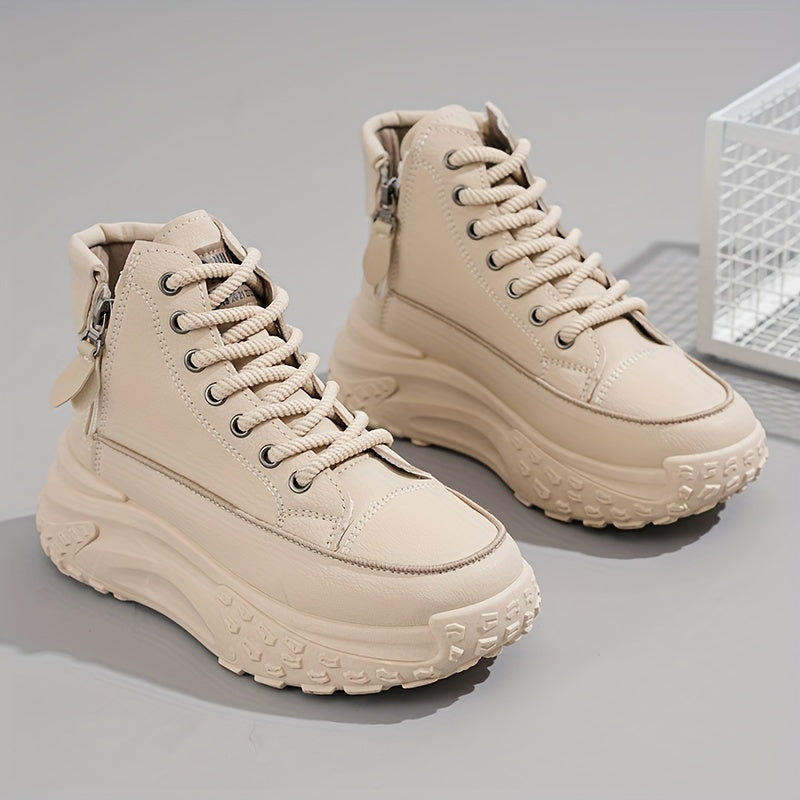 Women’s High-Top Platform Sneakers with Lace-Up Design