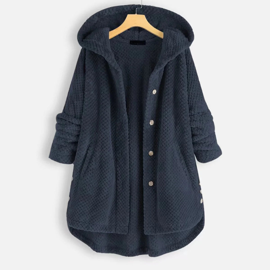 Women’s Textured Hooded Cardigan Jacket with Button Front