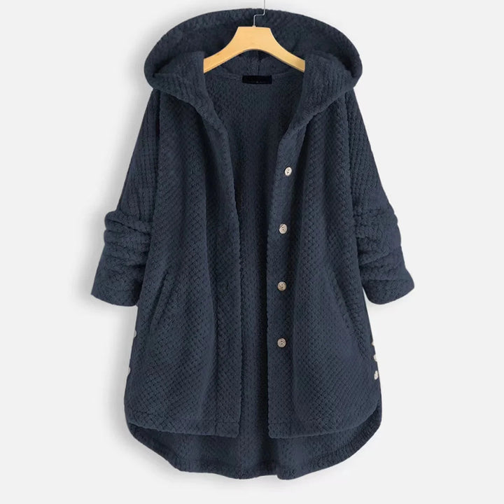 Women’s Textured Hooded Cardigan Jacket with Button Front