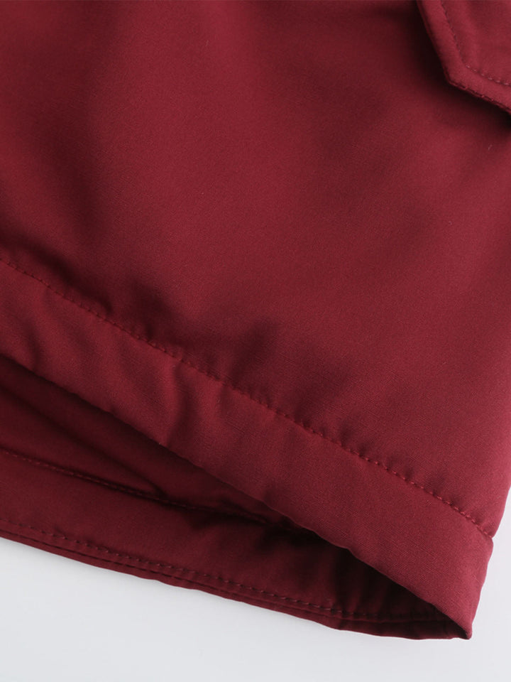 Faux Fur Hooded Winter Coat with Adjustable Waist and Front Closure