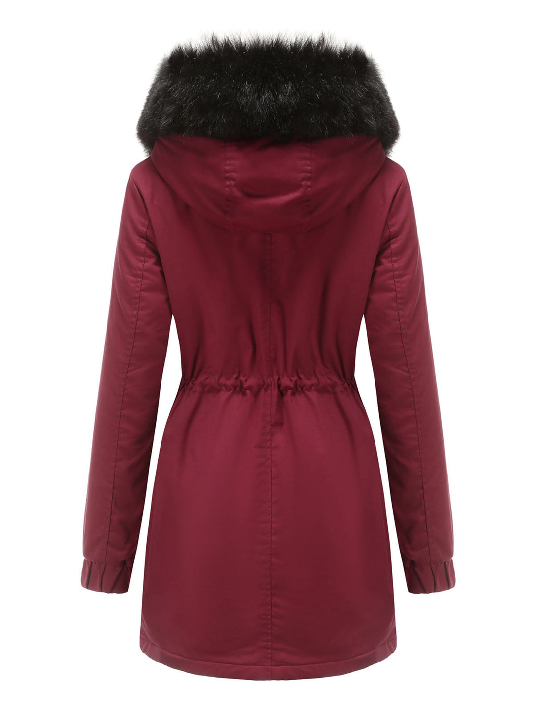 Women’s Hooded Parka Jacket with Faux Fur Trim and Front Closure